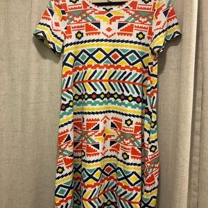 Lularoe Aztec Dress Short Sleeve Knee Length Casual Scoop Neck Size XS